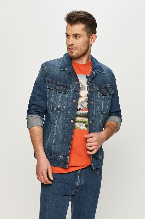 Lee - Kurtka jeansowa bez kaptura granatowy L89RNLQN