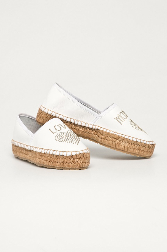 Love Moschino - Kožené espadrilky JA10043G1CIA0100 bílá SS21