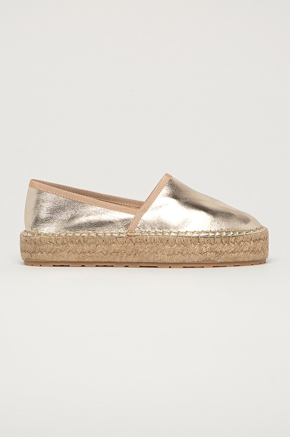 Love Moschino - Kožené espadrilky usňová koža strieborná JA10443G0CJB0900