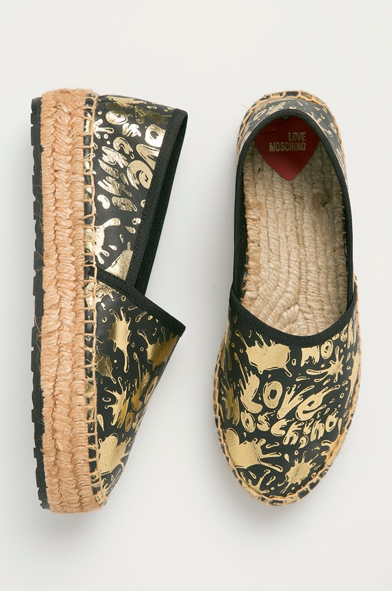 Love Moschino - Espadryle skórzane JA10483G0CJF000A czarny