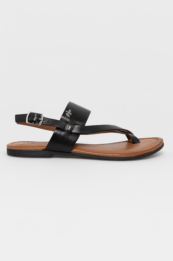 Mexx Sandały skórzane płaski czarny MXOM0027W
