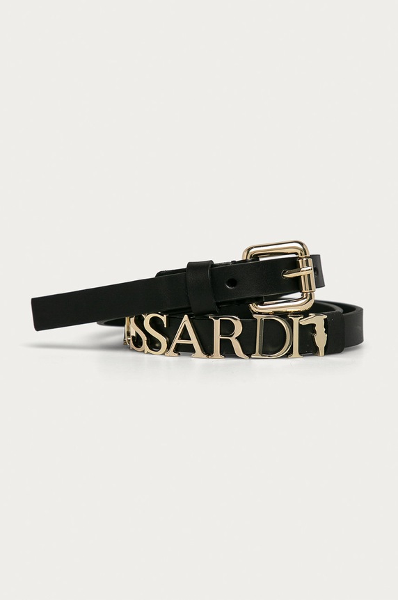 Trussardi Jeans - Pasek skórzany czarny 75L00118.9Y099997