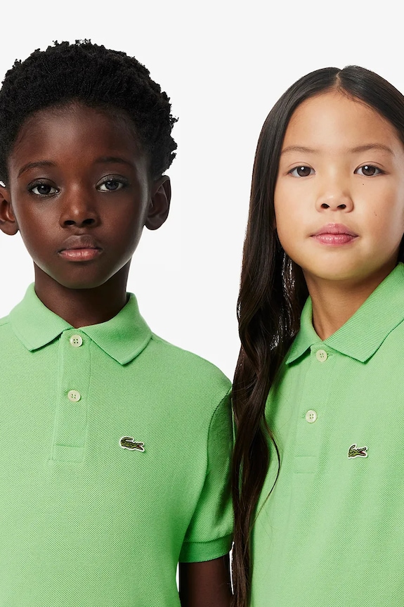 Παιδικά βαμβακερά μπλουζάκια πόλο Lacoste PJ2909 πράσινο