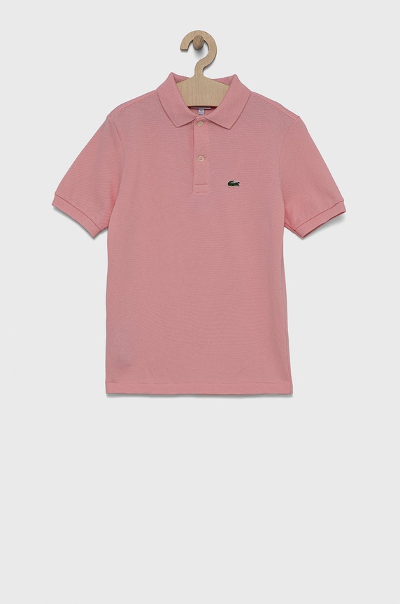 Dětská bavlněná polokošile Lacoste s límečkem růžová PJ2909