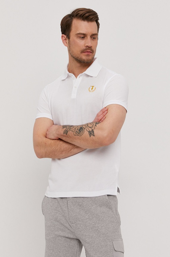 Polo tričko Trussardi Jeans bavlna biela 52T00506.1T003600