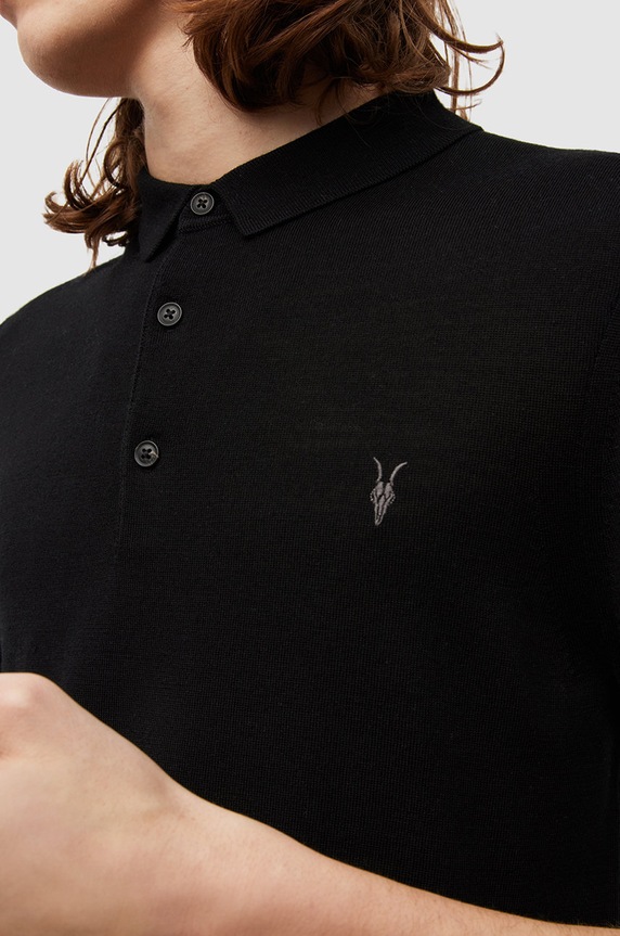 AllSaints Polo MODE MERINO SS POLO MK021N czarny AA00