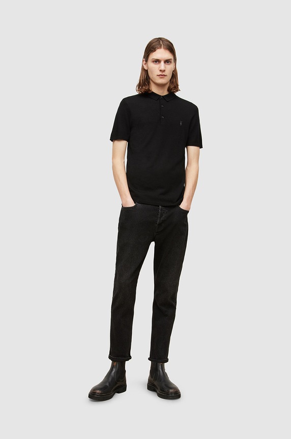 AllSaints Polo MODE MERINO SS POLO czarny MK021N