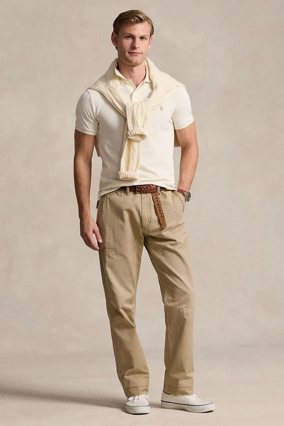 Polo Ralph Lauren πόλο ανδρικό βαμβακερό μπεζ 710536856