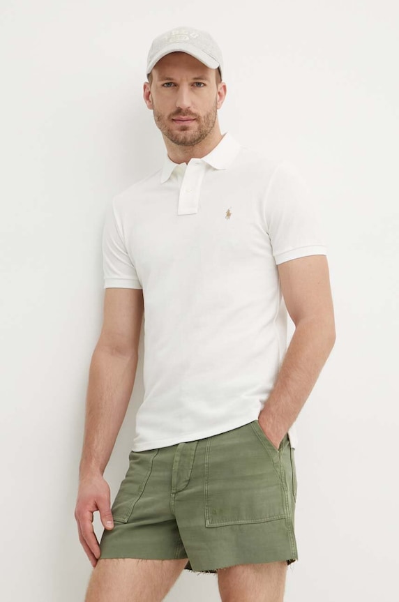 Polo Ralph Lauren polo tričko pánske bavlnené béžová 710536856