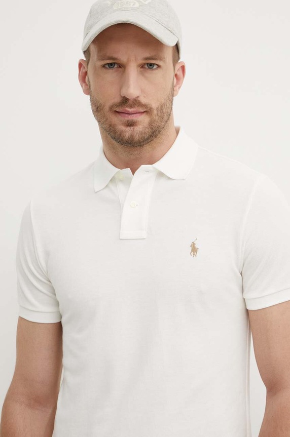 Polo Ralph Lauren polo tričko pánske bavlnené béžová 710536856