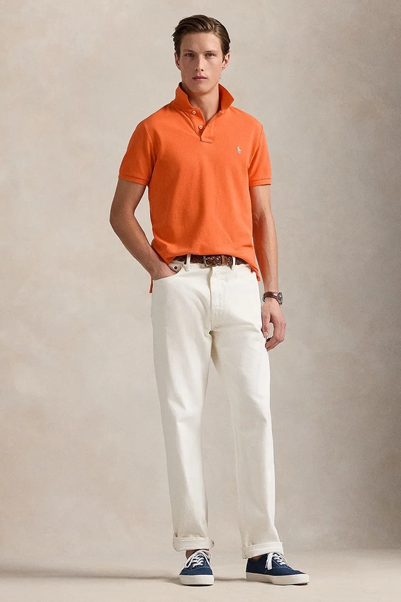 Odzież Polo Ralph Lauren polo męskie bawełniane 710536856 pomarańczowy