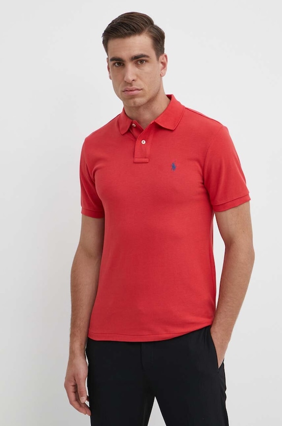 Polo Ralph Lauren polo tričko pánske bavlnené slim červená 710536856