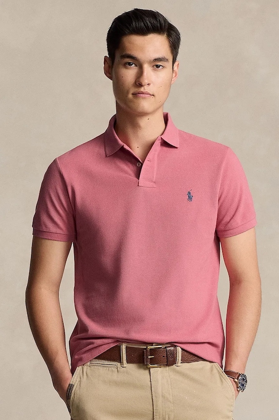Polo Ralph Lauren polo tričko pánske bavlnené slim ružová 710536856