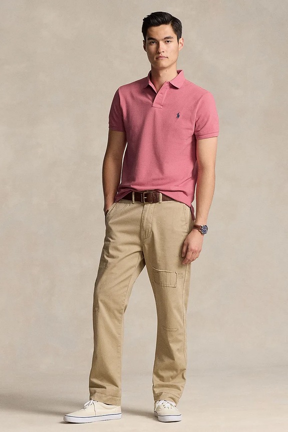 Oblečenie Polo Ralph Lauren polo tričko pánske bavlnené 710536856 ružová