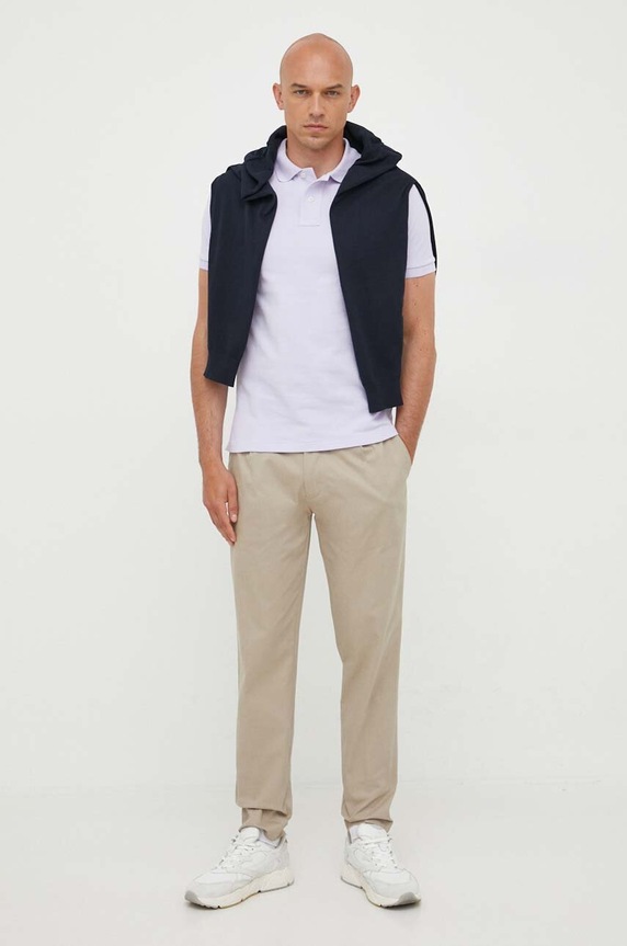 Polo Ralph Lauren polo tričko pánske bavlnené 710536856 fialová SS26