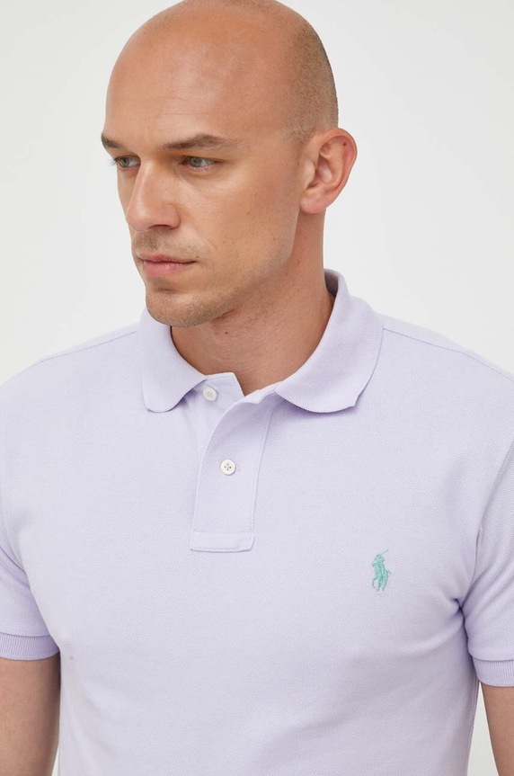 Polo Ralph Lauren polo tričko pánske bavlnené fialová 710536856