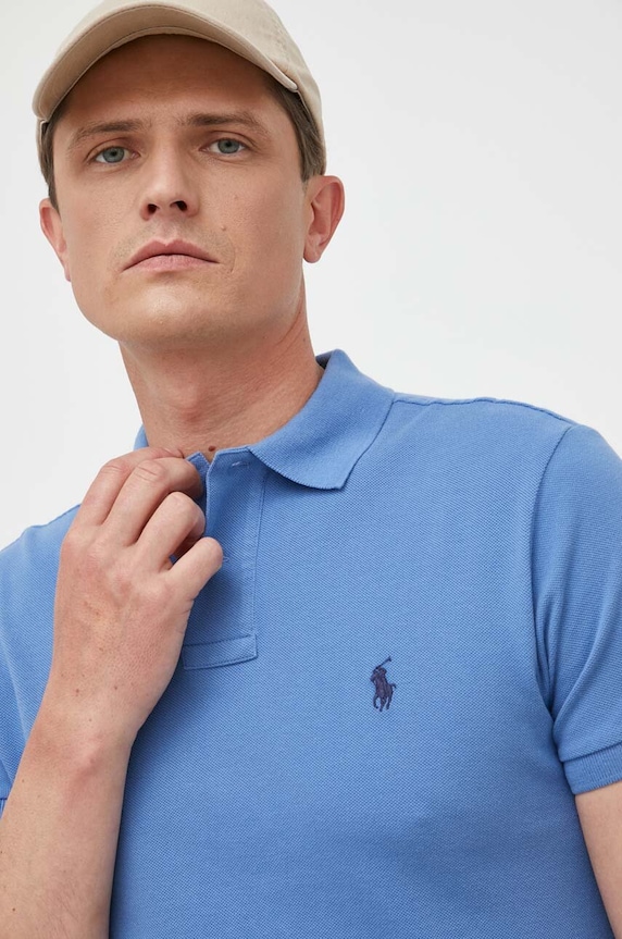 Polo Ralph Lauren Polo tričko pánske bavlnené modrá 710536856