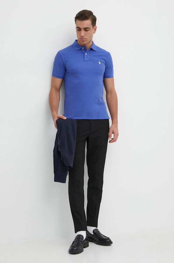 Polo Ralph Lauren polo męskie bawełniane 710536856 niebieski SS26