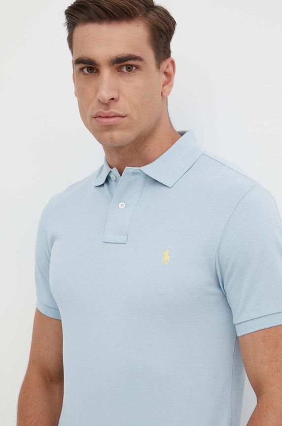 Polo Ralph Lauren polo tričko pánske bavlnené slim modrá 710536856