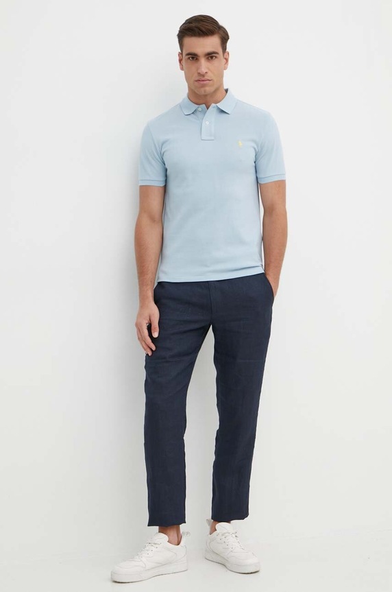 Polo Ralph Lauren polo tričko pánske bavlnené 710536856 modrá SS26