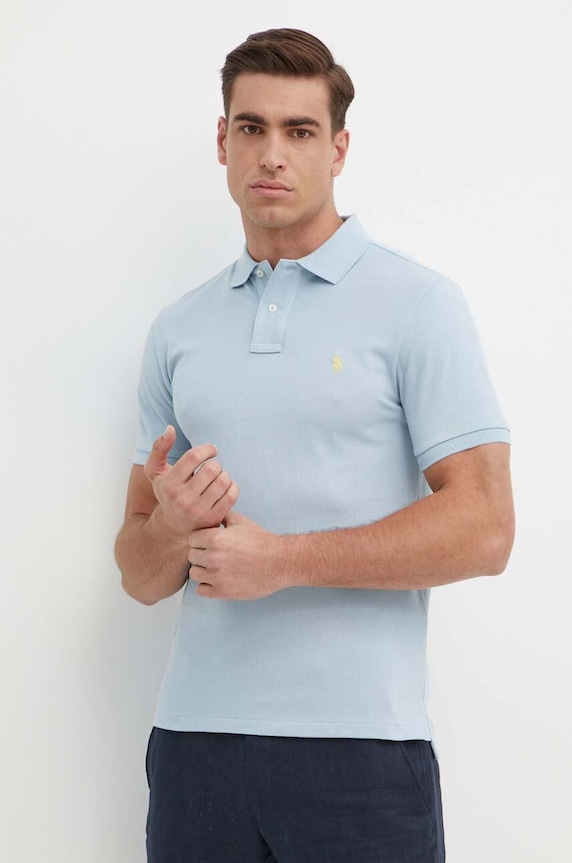 Polo Ralph Lauren polo tričko pánske bavlnené modrá 710536856