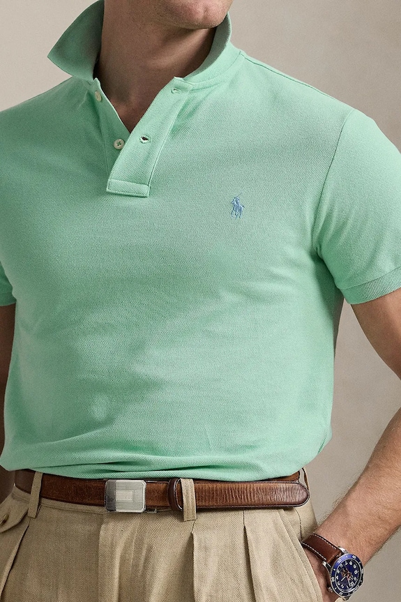 Polo Ralph Lauren polo męskie bawełniane turkusowy 710536856
