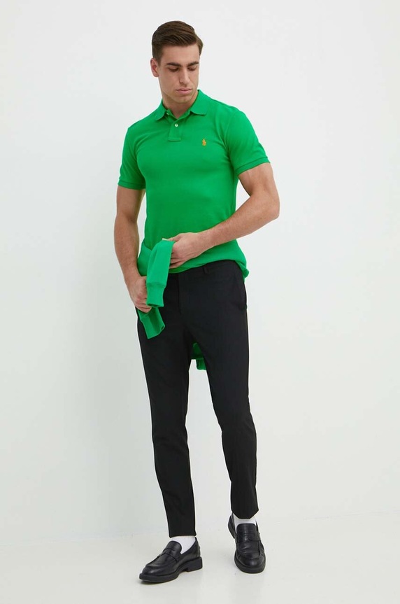 Polo Ralph Lauren polo tričko pánske bavlnené 710536856 zelená SS26