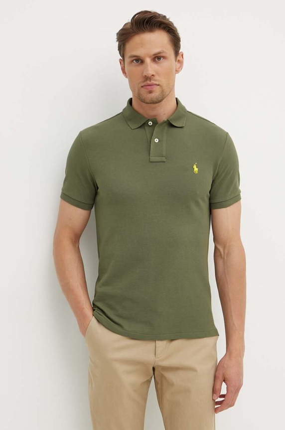 Polo Ralph Lauren polo tričko pánske bavlnené zelená 710536856