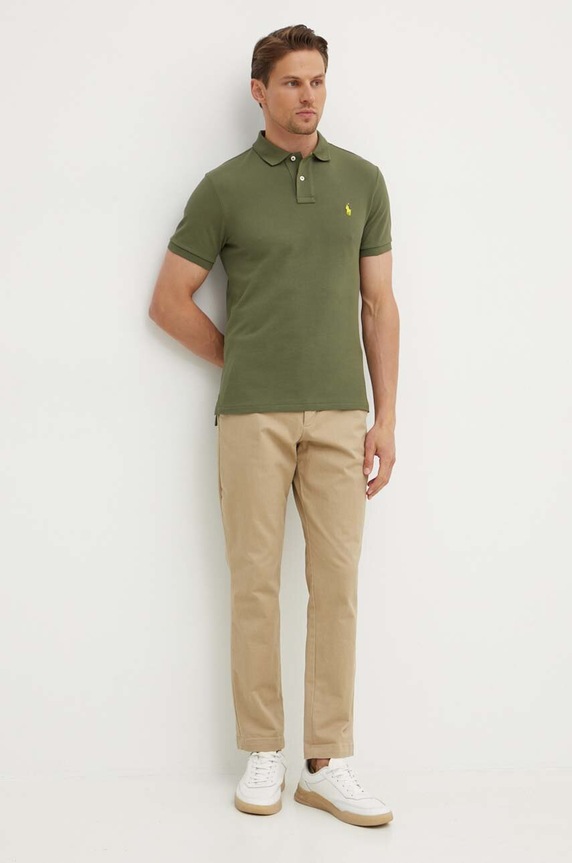 Polo Ralph Lauren polo tričko pánske bavlnené 710536856 zelená SS26