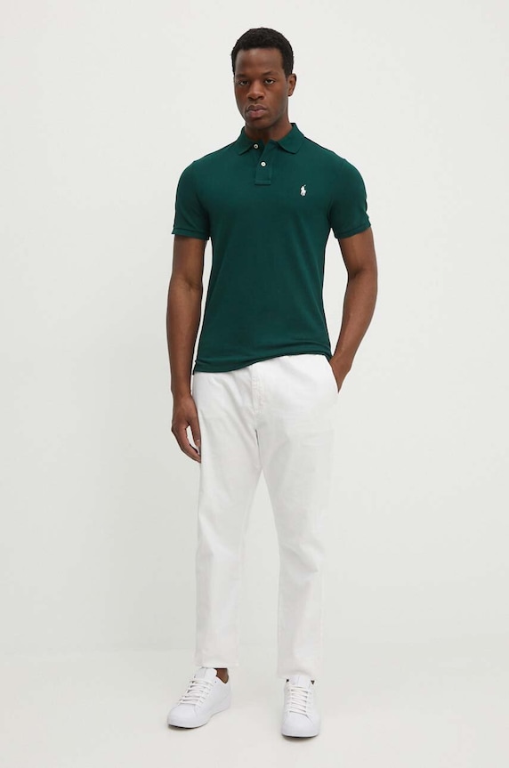 Polo Ralph Lauren polo tričko pánske bavlnené 710536856 zelená SS26