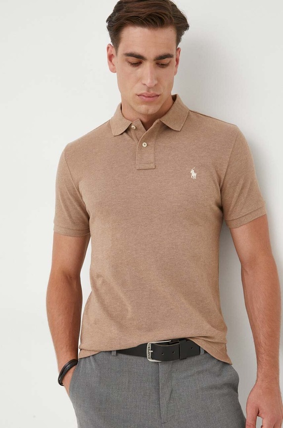 Polo Ralph Lauren polo męskie bawełniane bawełna brązowy 710536856