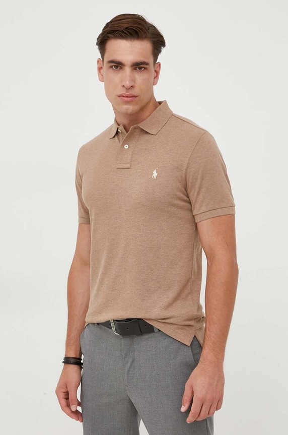 Polo Ralph Lauren polo męskie bawełniane brązowy 710536856