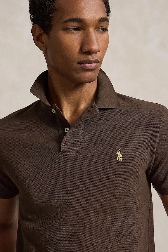 Polo Ralph Lauren polo męskie bawełniane brązowy 710536856