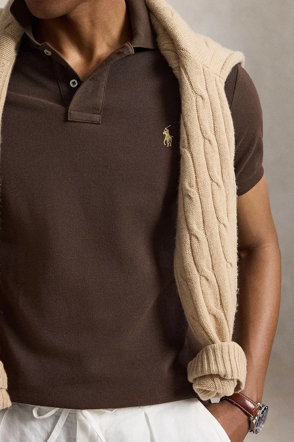 Polo Ralph Lauren polo męskie bawełniane 710536856 brązowy