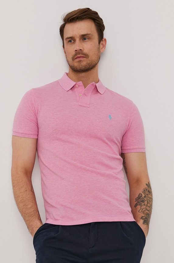 Polo Ralph Lauren polo pentru bărbați din bumbac bumbac roz 710536856