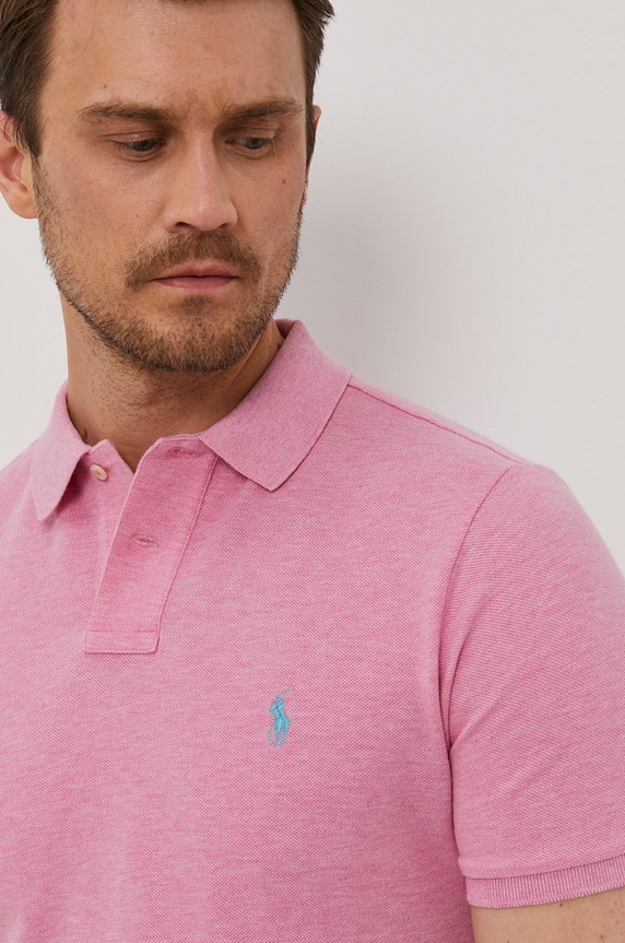 Polo Ralph Lauren polo pentru bărbați din bumbac roz 710536856