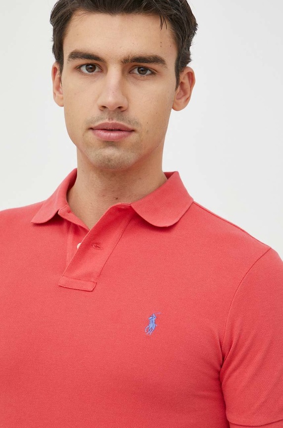 Polo Ralph Lauren polo tričko pánske bavlnené slim červená 710536856