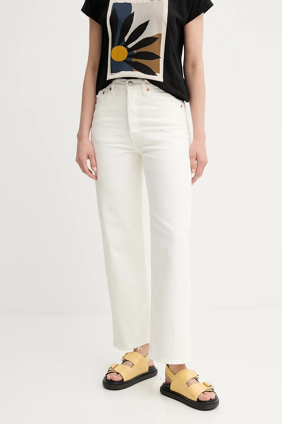 Levi's jeansy RIBCAGE STRAIGHT ANKLE biały 72693.0076