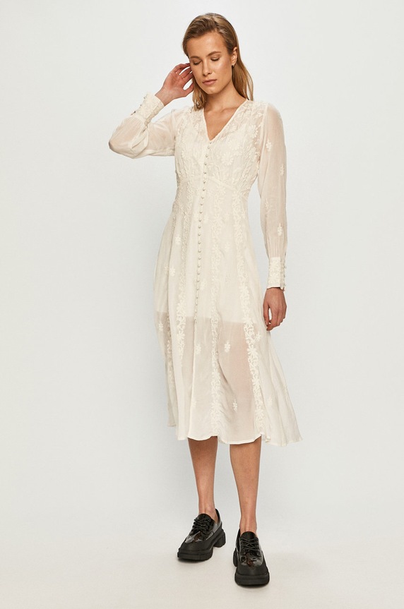 The Kooples - Šaty FROB22000K béžová SS21