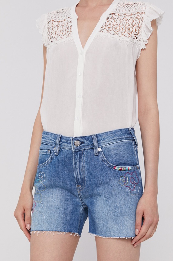 Kratke hlače Pepe Jeans natpis plava PL800942.000