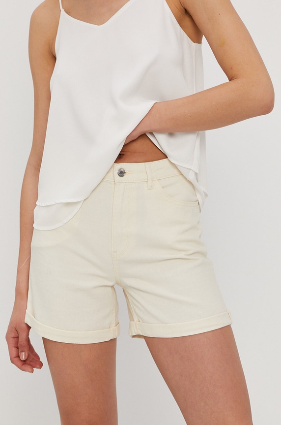 Only Szorty jeansowe bawełna beżowy 15230571