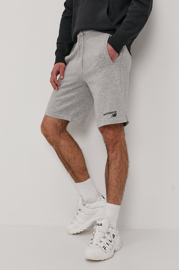 Σορτς New Balance πλεκτό ύφασμα γκρί MS11903AG