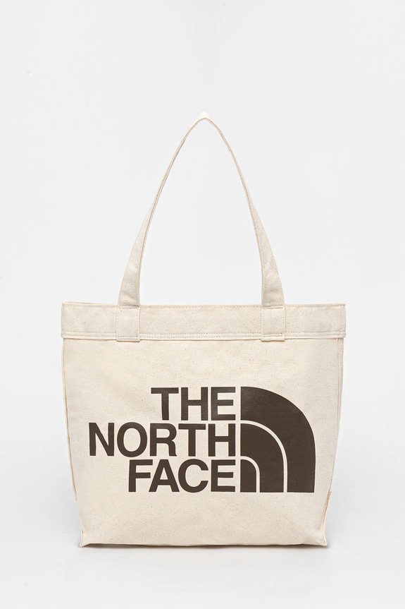 The North Face чанта дамска от памук надпис бежов NF0A3VWQR171