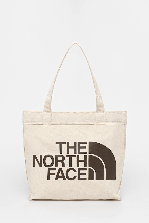 The North Face чанта дамска от памук надпис бежов NF0A3VWQR171