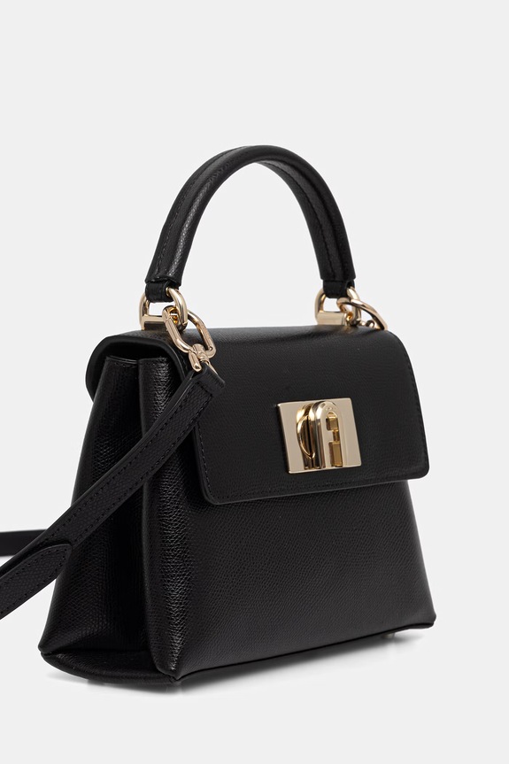 Furla geantă crossbody pentru femei din piele 1927 Mini Top Handle WB00109.ARE000.O6000 negru AA00