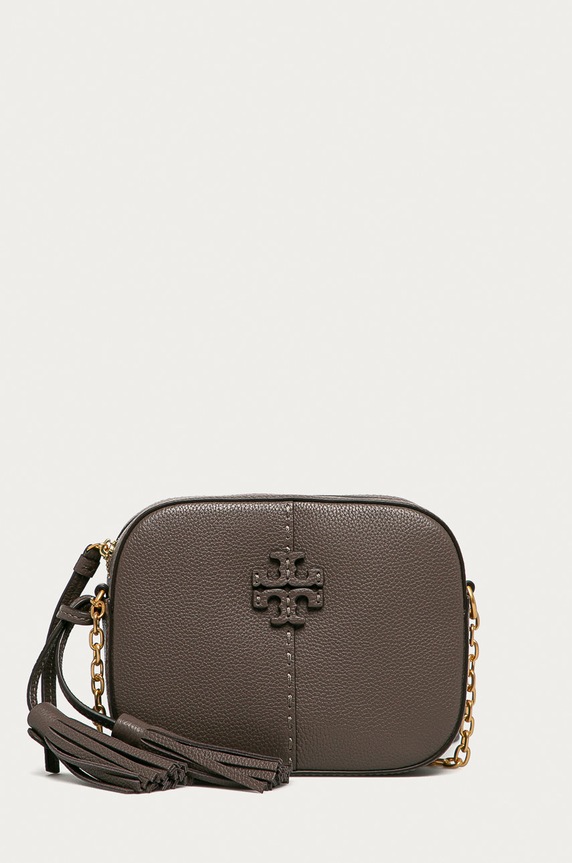 Tory Burch - Torebka skórzana skóra licowa szary 64447
