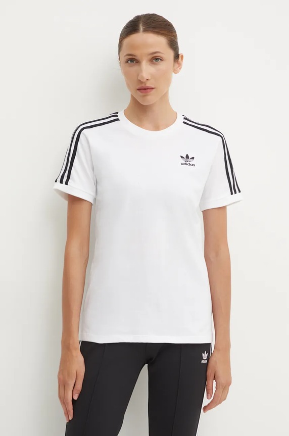 Bombažna kratka majica adidas Originals Vzorčasti bela GN2913