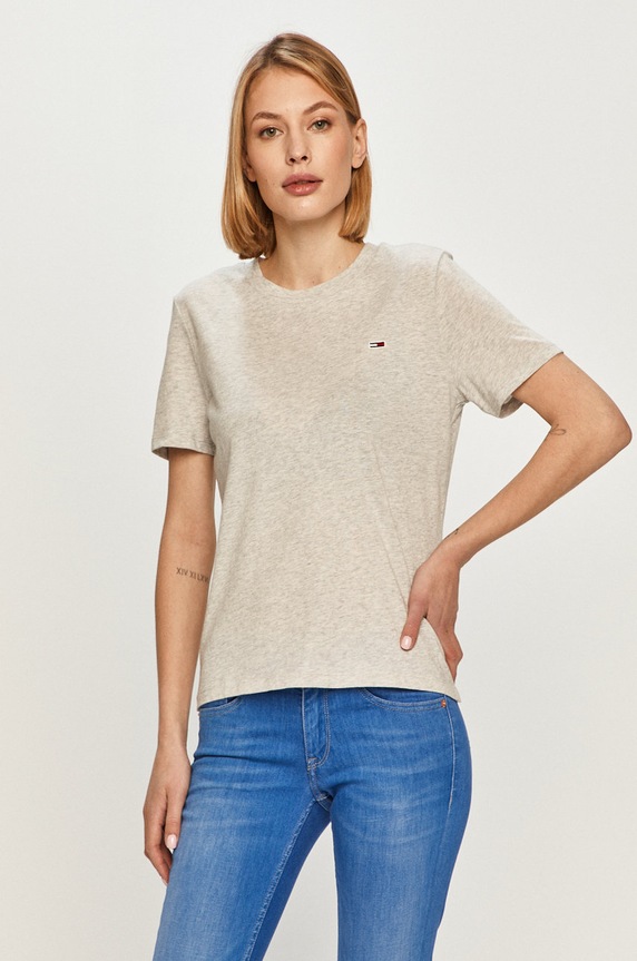 Tommy Jeans - T-shirt pamut szürke DW0DW09198.4891