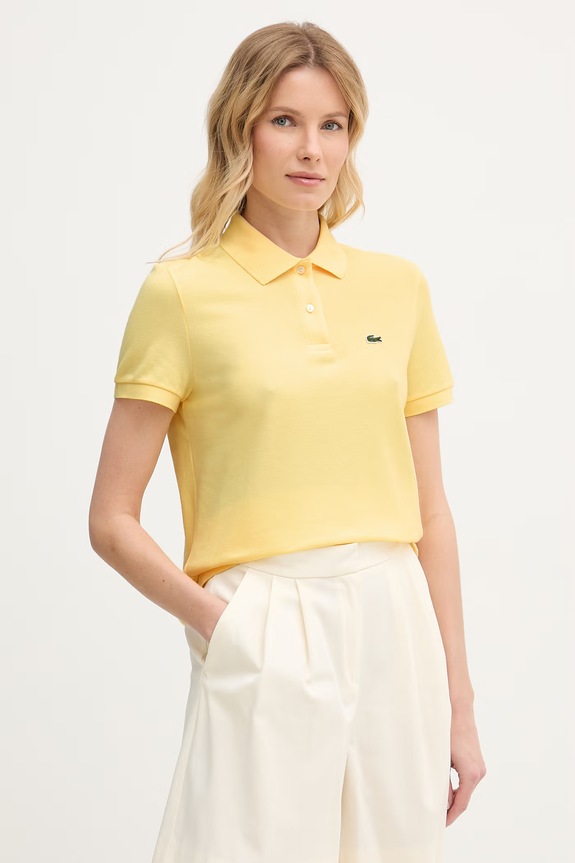 Lacoste polo damskie bawełniane żółty PF7839