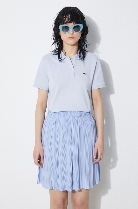 Lacoste polo bawełniane damskie gładkie niebieski PF7839